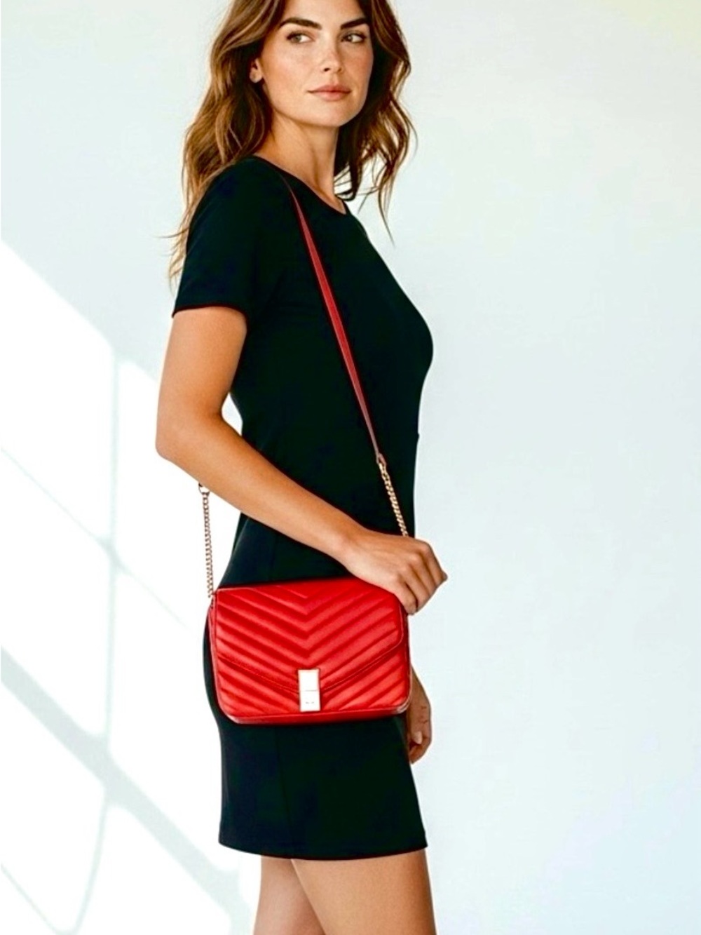 50% off NEW Aldo Red Quilted Crossbody Bag with Gold Hardware